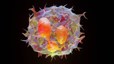 Foto de Ilustración 3d de células leucocitarias tipo neutrófilos, glóbulos blancos, renderizado 3d - Imagen libre de derechos