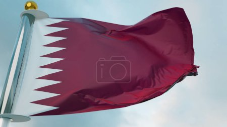 Photo for Flag of Qatar Waving in the wind, Qatar National flag wave, fabric texture, close-up, Realistic Animation, 3d render - Royalty Free Image