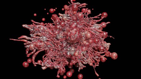 Cancer cell growth uncontrollably over tissue, Tumor infection cells and spreading, Invasive inflammation metastasis cancerous. reproduce by duplicating, cells expanding, Melanoma Cancer, 3d render