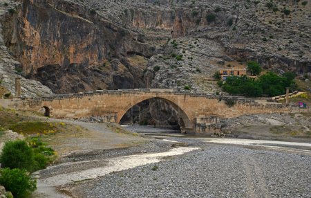 Photo for Cendere Bridge is an old structure located in Kahta district of Adyaman. - Royalty Free Image