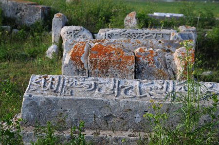 Foto de The Celebibagi Seljuk Cemetery, located in Van, Turkey, is full of tombs made during the Seljuk period. - Imagen libre de derechos