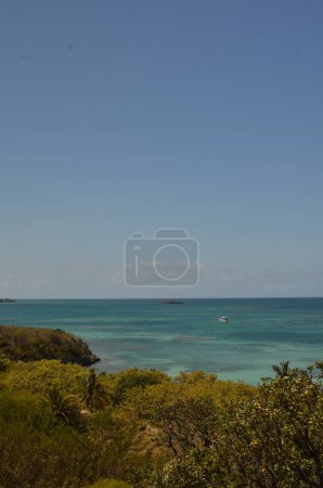 Photo for Barbados coast coastline from seaview carribbean island landscape sunny clouds. High quality photo - Royalty Free Image