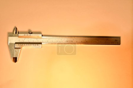 Photo for Caliper mesure equipment scale engeneering micrometer precision. High quality photo - Royalty Free Image