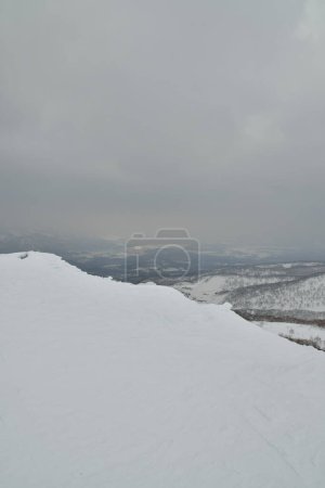 Hokkaido Japan Winter Landschaft Wald Bäume Skitourensport. Hochwertiges Foto