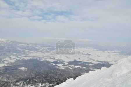 Mt Yotei Vulcano panoramic views winter ascent ski touring Hokkaido Japan. High quality photo