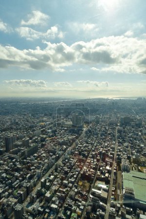 Panorama Tokyo City z widokiem na Drzewo Nieba z góry. Wysokiej jakości zdjęcie