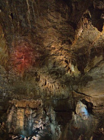 Photo for Etalans, France 2022 : Visit of the magnificent Gouffre de Poudrey - 70m underground - 3rd largest chasm in France and 10th largest in the world - Royalty Free Image