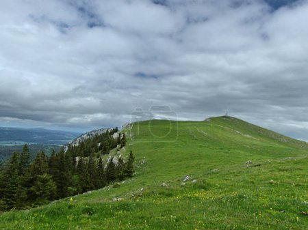 Photo for Le Suchet, Switzerland - May 2022 : Hiking to the Suchet mountain (1587 m) in the Swiss Jura Mountains - Royalty Free Image