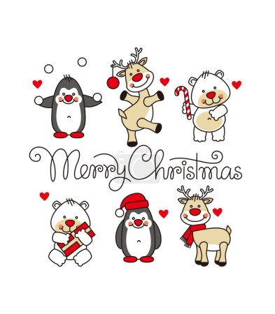 Foto de Renne Santa Claus Navidad Dibujos Animados, pingouin de Nol avec faon, mammifre - Imagen libre de derechos