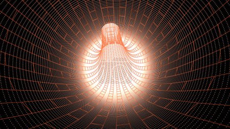 Photo for Bright wireframe 3D depiction of an abstract net visual background. Diagram of the globe. Background of futuristic wireframe. geometric abstraction in design. - Royalty Free Image