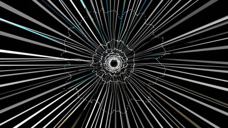 Foto de Concepto abstracto 4K de túnel, luz y velocidad. El hiperespacio salta a otra galaxia. Rayos intermitentes de neón en movimiento a la velocidad de la luz. Gran explosión, explosión de colores y encantadores fuegos artificiales. viajando entre estrellas. - Imagen libre de derechos