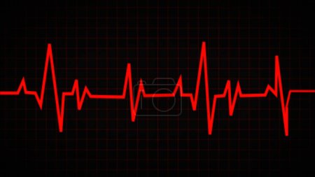 Onda de neón latido del corazón en un electrocardiograma (ECG). Monitor de EKG, frecuencia cardíaca y frecuencia cardiológica