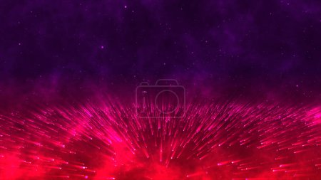 Photo for Background is amorphous. Abstract background for celebration with light beam and shine in the center of galaxy, stars endless, loop, and glow red dust particulate glitter - Royalty Free Image