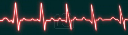 Icône de ligne de battement de coeur violet fluo lumineux isolé sur fond de grille bleue. Ligne de battement cardiaque, trace d'impulsion, ECG ou EKG Cardio symbole graphique pour l'analyse saine et médicale. illustration vectorielle