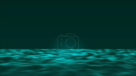 Abstract Hi-Tech light blue dot and particle wave animated background video. Futuristic dot-wave animation background. 3D animation 4k video