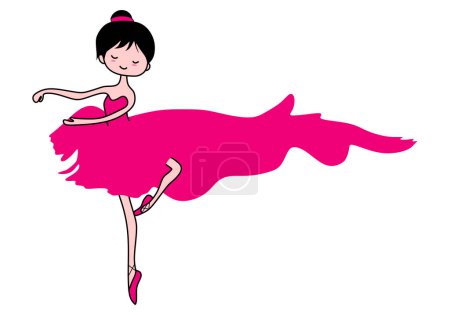 Foto de Linda niña bailando en una falda larga rosa - Imagen libre de derechos