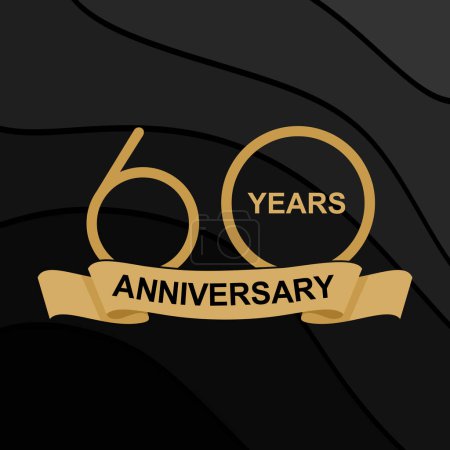 Photo for 60 Years Anniversary Celebration. Design 60th-anniversary celebration. design golden on black background. Vector Template Design Illustration - Royalty Free Image