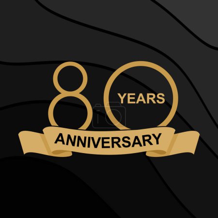 Illustration for 80 Years Anniversary Celebration. Design 80th-anniversary celebration. design golden on black background. Vector Template Design Illustration - Royalty Free Image