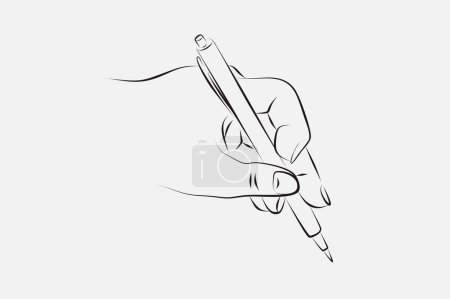 Illustration for Sketch drawing, hand-drawn hand and pencil, isolated on white background. vector illustration - Royalty Free Image