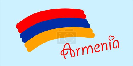 Illustration for Armenia flag vector. Armenian flag on blue background. Vector illustration - Royalty Free Image