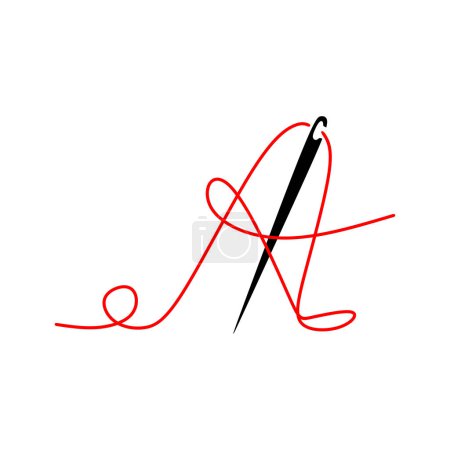 Illustration for Artel symbol latter A logo, red thread, simple vector illustration - Royalty Free Image