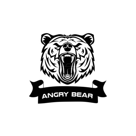 Ilustración de Plantilla de diseño de logotipo de oso enojado, diseño moderno y elegante, ilustración vectorial - Imagen libre de derechos