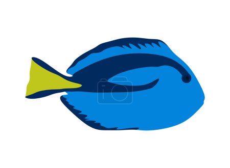 Ilustración de Paracanthurus hepatus ilustración vector icono de pescado - Imagen libre de derechos
