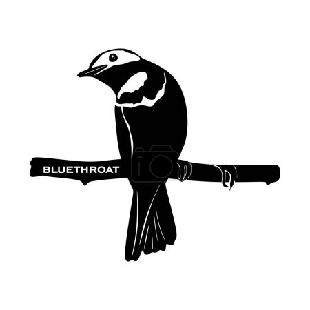 Ilustración de Logo concepto creativo Bluethroat aislado sobre fondo blanco. Signo de garganta azul. Ilustración vectorial de iconos de aves minimalistas negros - Imagen libre de derechos