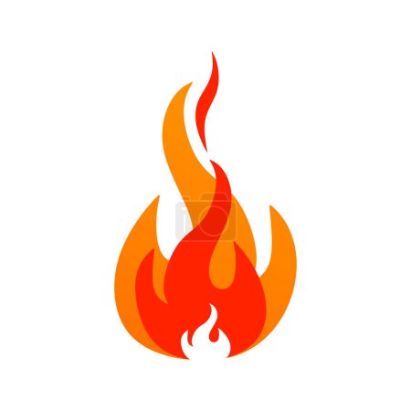 Ilustración de Icono de fuego ardiente y ardiente. Símbolo de llama caliente. Peligro de calor y advertencia. Pictograma de fogata simple abstracto. Advertencia inflamable. Ilustración vectorial gráfica plana aislada sobre fondo blanco. - Imagen libre de derechos
