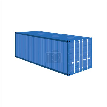 Illustration for Cargo container vector. Side view. Delivery, transportation, cargo delivery concept. Vector illustration - Royalty Free Image