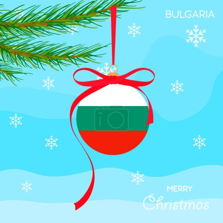 Illustration for Christmas ball with the flag of Bulgaria, Xmas design background with vector objects, Christmas ball and Bulgaria flag - Royalty Free Image