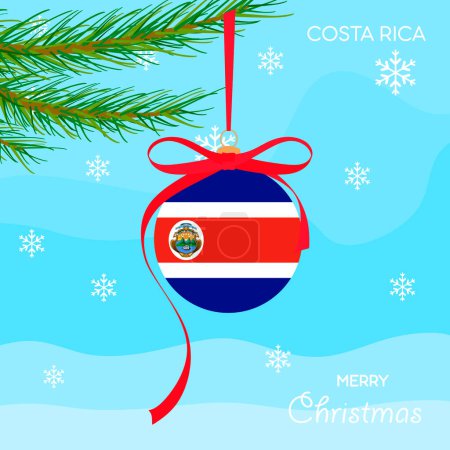 Illustration for Christmas ball with the flag of Costa Rica, Xmas design background with vector objects, Christmas ball and costa rican flag - Royalty Free Image