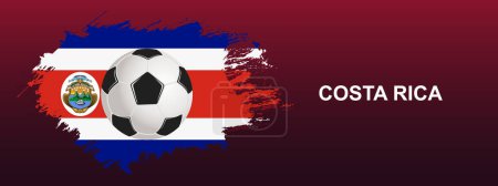 Illustration for Costa Rica Flag with Ball. Soccer ball on the background of the flag of Costa Rica. Vector illustration for banner and poster. - Royalty Free Image