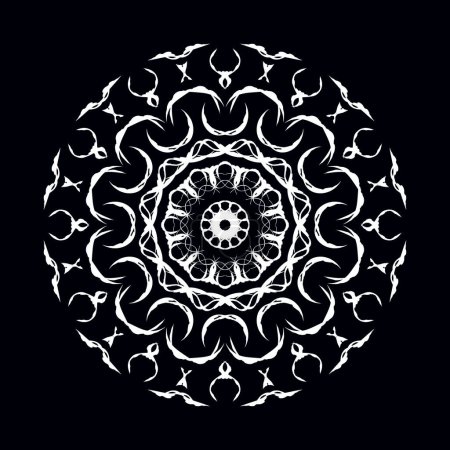Photo for Decorative White circle. Ornate lace round, floral circle wedding ornamental. Vintage circle in white color on black background. vector illustration - Royalty Free Image