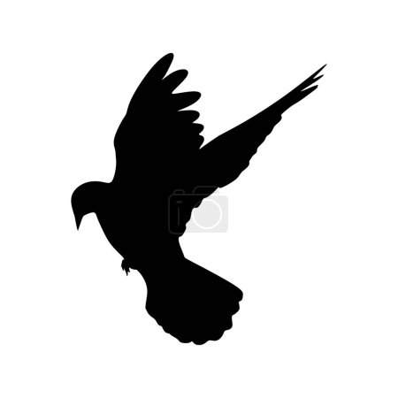 Ilustración de Silueta negra de un pájaro paloma - Imagen libre de derechos