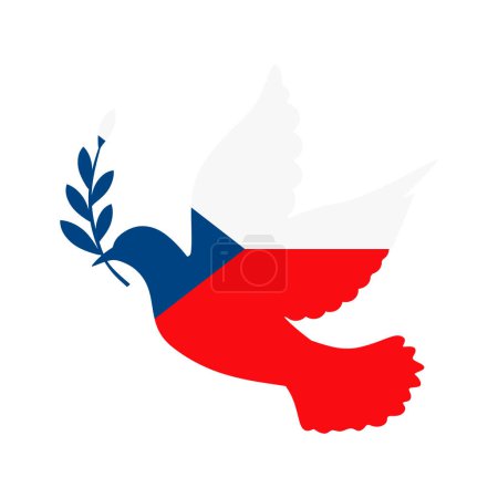 Ilustración de Paloma símbolo de paz y bandera de la República Checa - Imagen libre de derechos