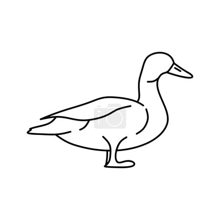 Ilustración de Vector ilustración de lindo pato en estilo de línea - Imagen libre de derechos