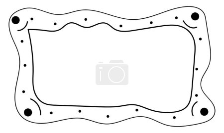 Illustration for Doodle comic style frame consists of black border, dots and oval lines. Hand drawn Frame illustration - Royalty Free Image