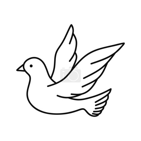 Ilustración de Paloma icono de pájaro. ilustración en blanco y negro. - Imagen libre de derechos