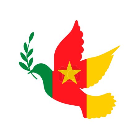 Ilustración de Paloma símbolo de la paz y la bandera de Camerún - Imagen libre de derechos