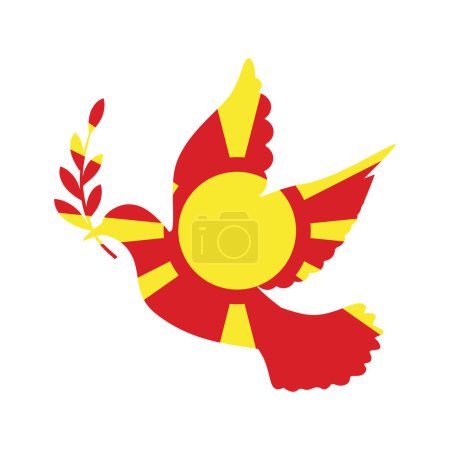 Téléchargez les illustrations : Colombe symbole de paix et drapeau de Macédoine - en licence libre de droit