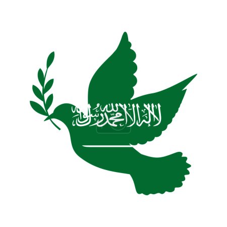 Ilustración de Paloma símbolo de paz y bandera de Arabia Saudita - Imagen libre de derechos
