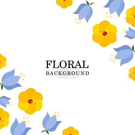 Téléchargez les illustrations : Fond floral avec cloche et hibiscus. illustration vectorielle - en licence libre de droit