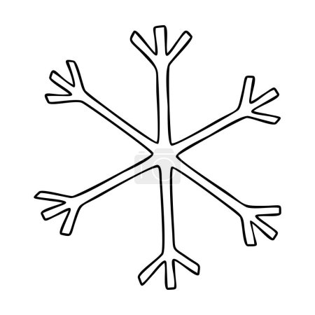 Téléchargez les illustrations : Flocon de neige vecteur de gribouillis. Icône de résistance au gel. Illustration linéaire dessinée à la main, symbole d'une résistance accrue au gel. Flocon de neige isolé sur fond blanc - en licence libre de droit
