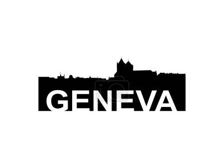 Illustration for Geneva Switzerland skyline silhouette, Geneva city vector illustration - Royalty Free Image