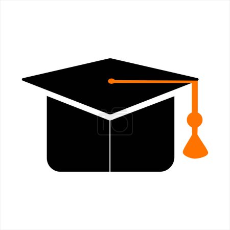 Illustration for Graduation cap with gold tassel, education symbol illustration isolated on white background. - Royalty Free Image