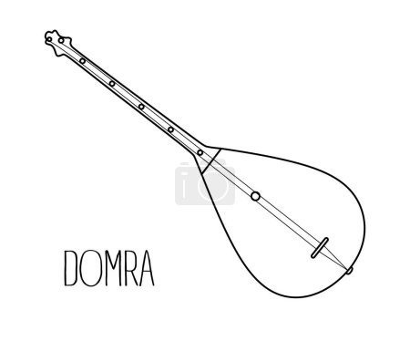 Illustration for Hand drawn Domra illustration. Musical instrument domra isolated on white background. Domra vector in linear style. musical instrument vector illustration. eps10 - Royalty Free Image