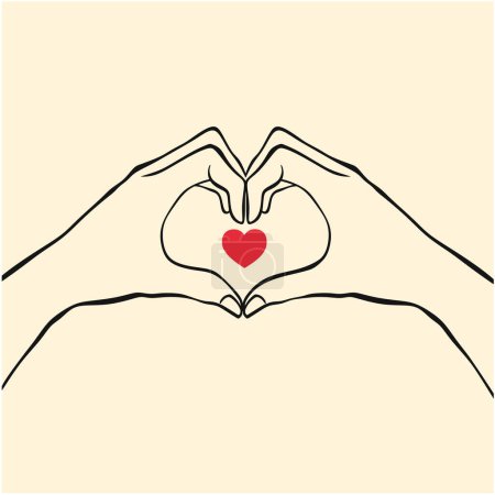 Ilustración de Mano con símbolo del corazón. ilustración vectorial - Imagen libre de derechos