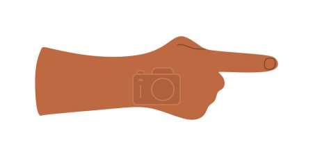 Illustration for Hand with index finger pointing, aiming, indicating right icon. Forefinger showing direction, directing there. Arm pointer choosing. Flat vector illustration isolated on white background - Royalty Free Image