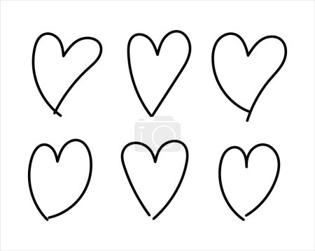 Téléchargez les illustrations : Set of hand drawn hearts, vector illustration - en licence libre de droit